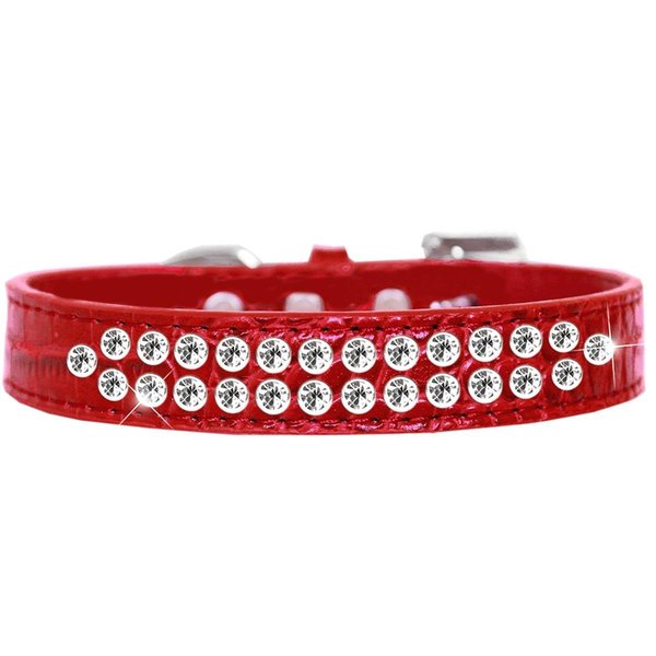 Mirage Pet Products Two Row Clear Jewel Croc Dog CollarRed Size 20 720-06 RDC20